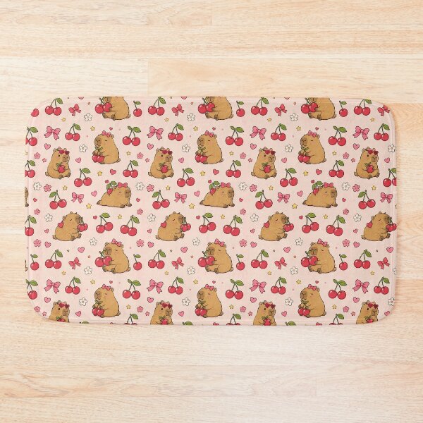 Item preview, Cute Capybara Cherry Pattern designed and sold by Soft Berry Studio.