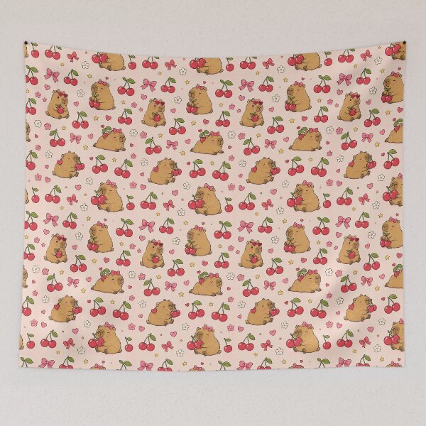 Item preview, Cute Capybara Cherry Pattern designed and sold by Soft Berry Studio.