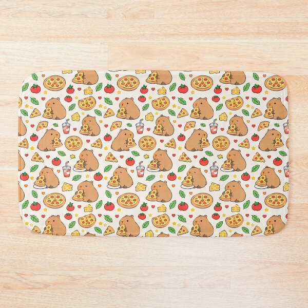 Item preview, Cute Capybara Pizza Party Pattern designed and sold by Soft Berry Studio.
