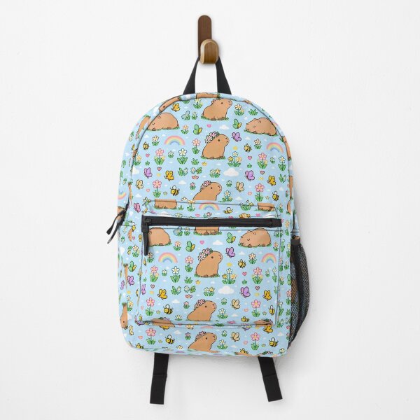 Item preview, Cute Capybara Butterfly Meadow Pattern designed and sold by Soft Berry Studio.