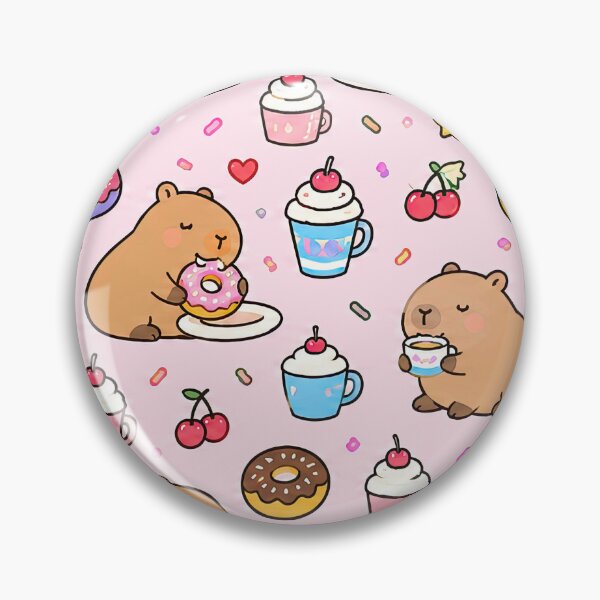 Item preview, Cute Capybara Donut Cafe Pattern designed and sold by Soft Berry Studio.