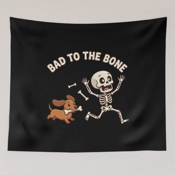 Item preview, HALLOWEEN Bad To The Bone Skeleton Dachshund - Funny Cute Halloween Cartoon designed and sold by Uglyandcute.