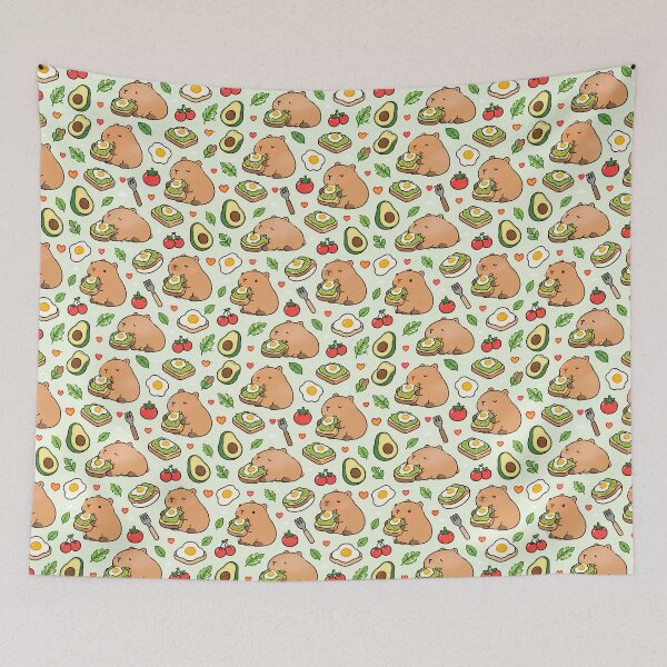 Item preview, Cute Capybara Avocado Toast Pattern designed and sold by Soft Berry Studio.