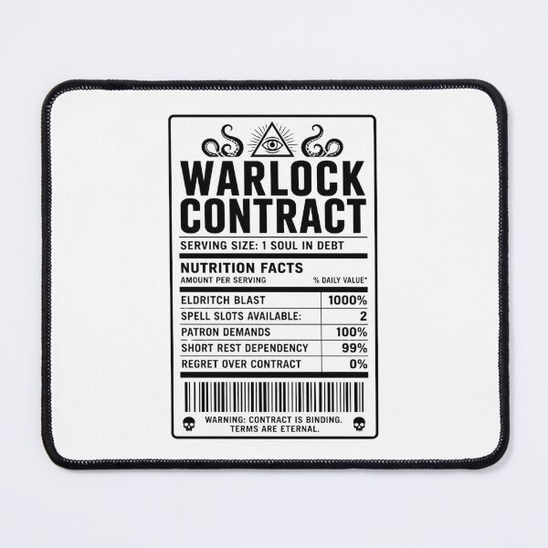 Item preview, Warlock Nutrition Facts - Funny RPG Class Stats Meme designed and sold by Dice_Goblin_Studio.