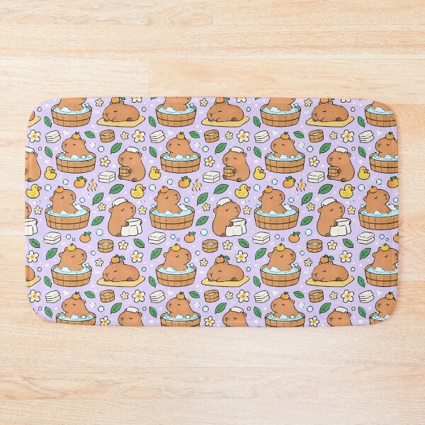 Item preview, Cute Capybara Orange Grove Pattern designed and sold by Soft Berry Studio.