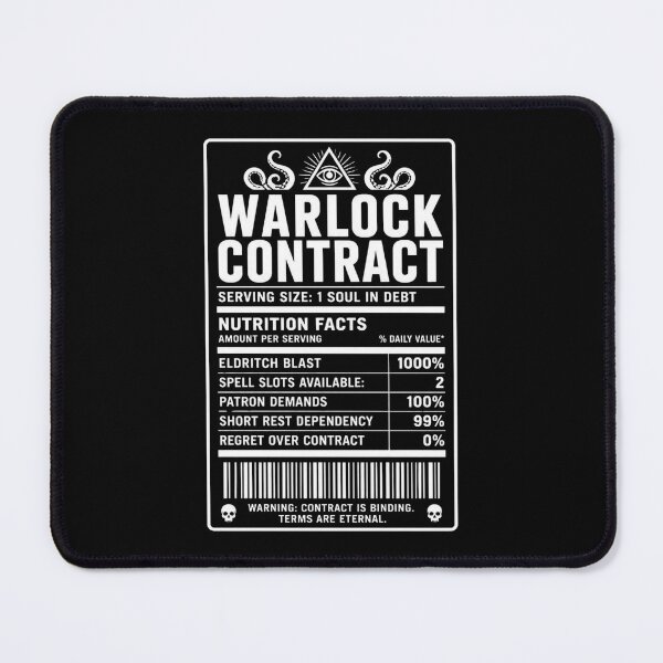 Item preview, Warlock Nutrition Facts (White) - Funny RPG Class Stats Meme designed and sold by Dice_Goblin_Studio.