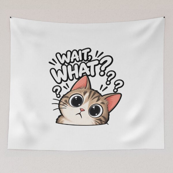 Item preview, Wait, What? Funny Confused Cat Meme designed and sold by StickyDelights.