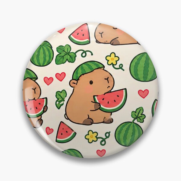 Item preview, Cute Capybara Watermelon Pattern designed and sold by Soft Berry Studio.