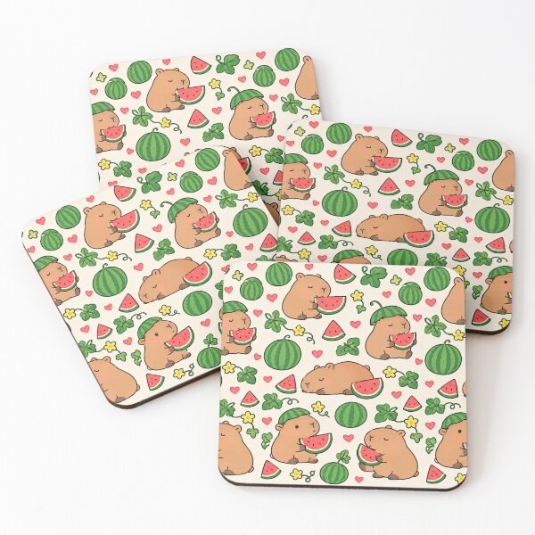 Item preview, Cute Capybara Watermelon Pattern designed and sold by Soft Berry Studio.