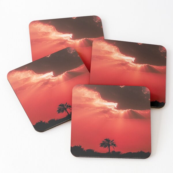 Item preview, Fiery Sunset Sky with Sun Rays Behind Dark Clouds Silhouette designed and sold by AbulailArt.