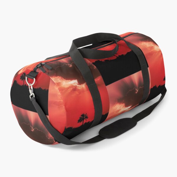 Item preview, Fiery Sunset Sky with Sun Rays Behind Dark Clouds Silhouette designed and sold by AbulailArt.