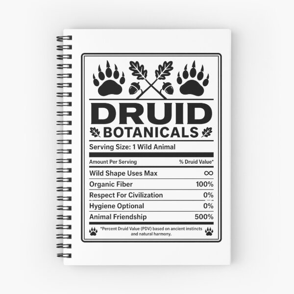 Item preview, Druid Nutrition Facts - Funny RPG Shapeshifter Stats Meme designed and sold by Dice_Goblin_Studio.