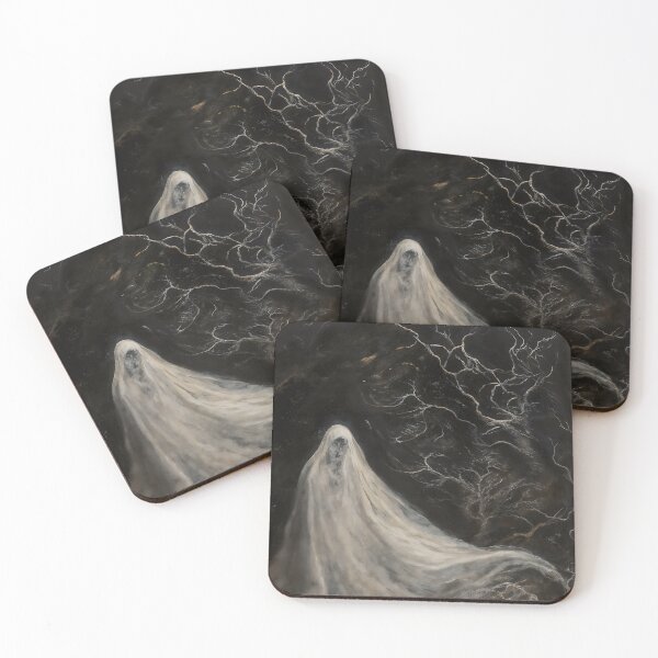 Item preview, Gothic White Ghost Floating In Dark Forest Painting designed and sold by DarkHolyQueen.