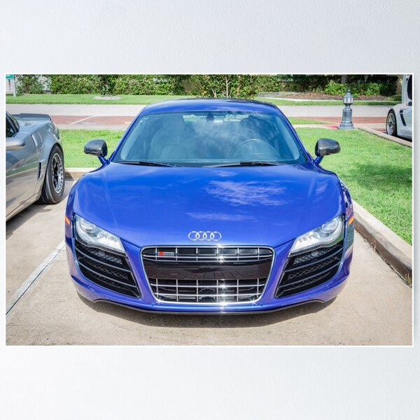 Item preview, 2010 Blue Audi R8 High-Gloss Black Chin Spoiler Detail Close-Up Photography   designed and sold by RichFrancoCars.