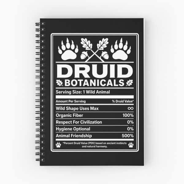 Item preview, Druid Nutrition Facts (White) - Funny RPG Shapeshifter Stats Meme designed and sold by Dice_Goblin_Studio.