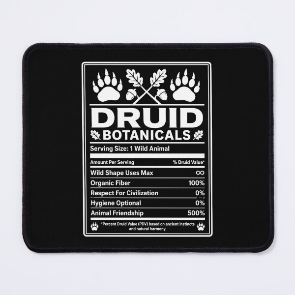Item preview, Druid Nutrition Facts (White) - Funny RPG Shapeshifter Stats Meme designed and sold by Dice_Goblin_Studio.
