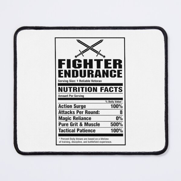 Item preview, Fighter Nutrition Facts - Funny RPG Warrior Stats Meme designed and sold by Dice_Goblin_Studio.
