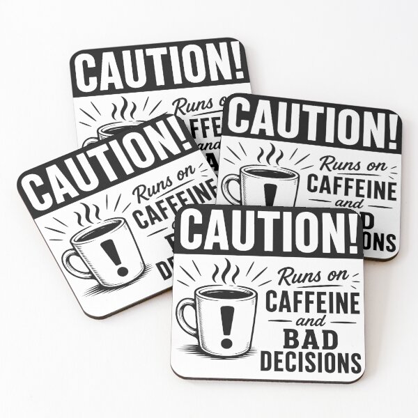 Item preview, Caution! Runs on Caffeine designed and sold by LuckyRabbitArt1.