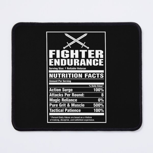 Item preview, Fighter Nutrition Facts (White) - Funny RPG Warrior Stats Meme designed and sold by Dice_Goblin_Studio.