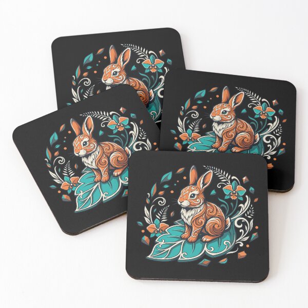 Item preview, Ornate Floral Rabbit Sitting On Leaf Vector Emblem designed and sold by ZUMERI.