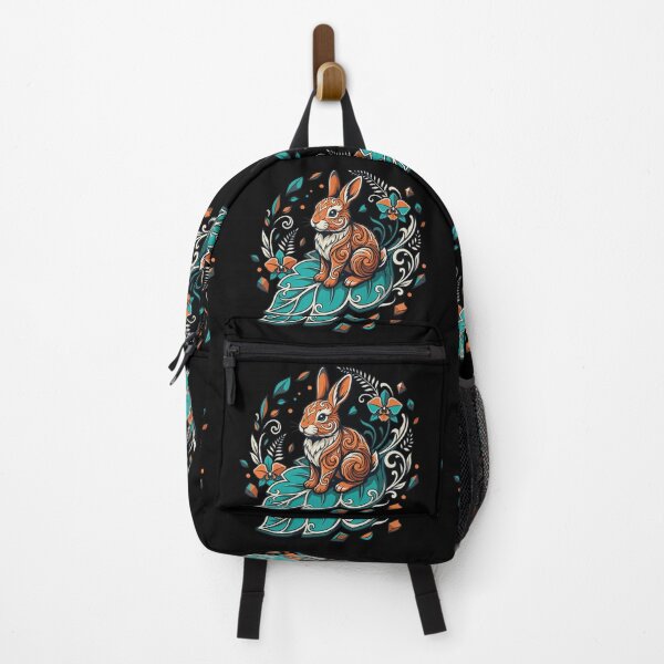 Item preview, Ornate Floral Rabbit Sitting On Leaf Vector Emblem designed and sold by ZUMERI.