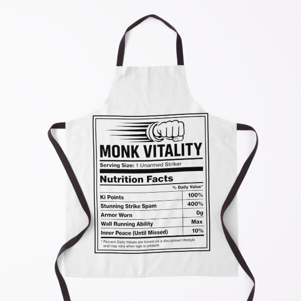 Item preview, Monk Nutrition Facts - Funny RPG Martial Artist Stats Meme designed and sold by Dice_Goblin_Studio.