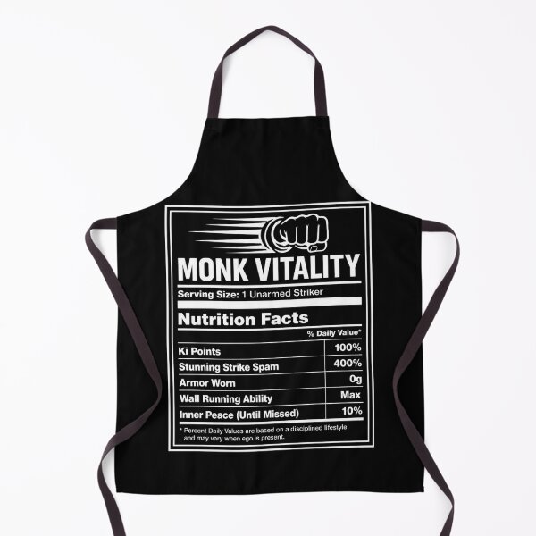 Item preview, Monk Nutrition Facts (White) - Funny RPG Martial Artist Stats Meme designed and sold by Dice_Goblin_Studio.