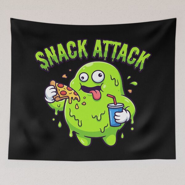 Item preview, HALLOWEEN Snack Attack Slime Monster Pizza - Funny 90s Cartoon Halloween designed and sold by Uglyandcute.