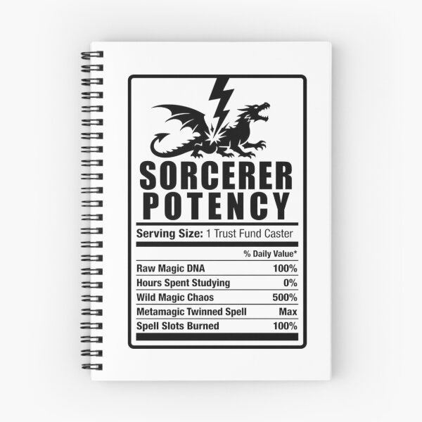 Item preview, Sorcerer Nutrition Facts - Funny RPG Inborn Magic Stats Meme designed and sold by Dice_Goblin_Studio.