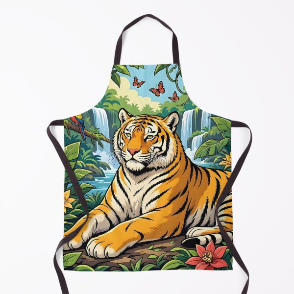 Item preview, Majestic Tiger Resting in Tropical Jungle Waterfall designed and sold by Herodestroyer.