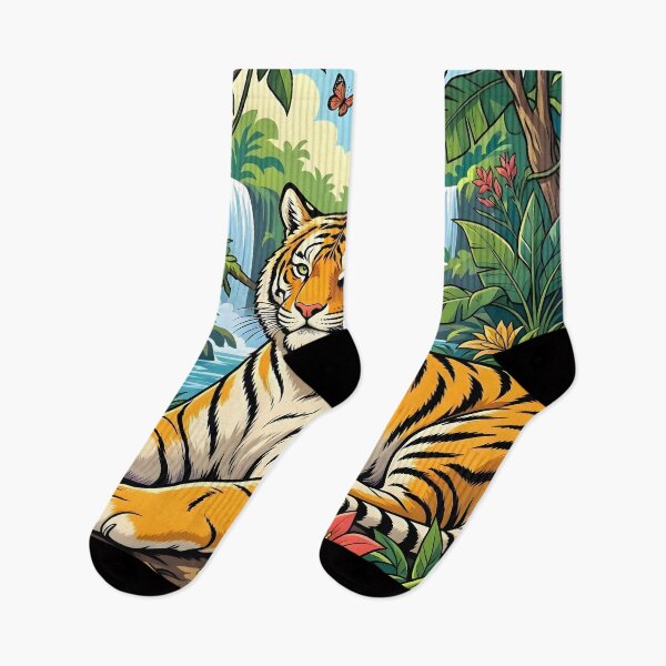 Item preview, Majestic Tiger Resting in Tropical Jungle Waterfall designed and sold by Herodestroyer.