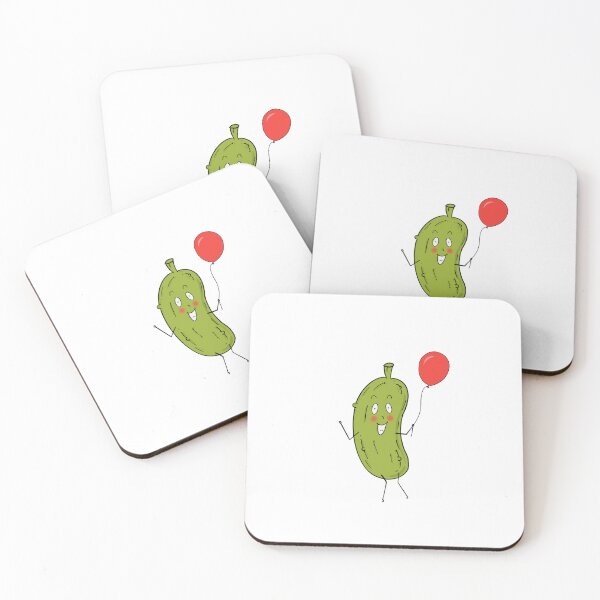 Item preview, Cute Cartoon Pickle Holding a Red Balloon, Happy Doodle Art designed and sold by By The Moon.
