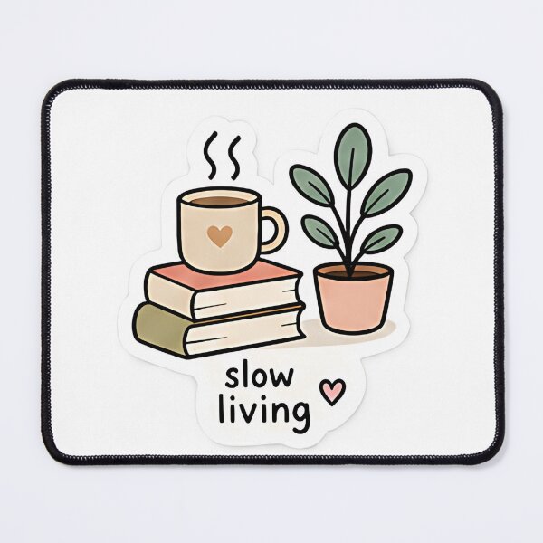 Item preview, Slow Living Coffee and Plant Aesthetic Sticker designed and sold by HamieStudio.