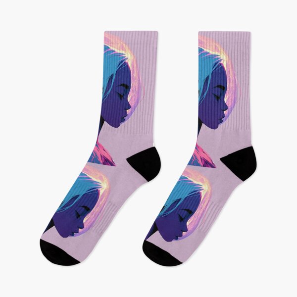 Item preview, Cosmic Neon Woman with Celestial Moon and Blue Hair PNG designed and sold by MythicMood.