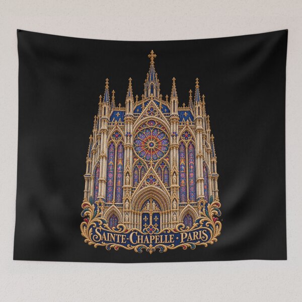 Item preview, Sainte-Chapelle Paris Embroidery – Gothic Cathedral Stained Glass Architecture Art designed and sold by Emoji Emblems.