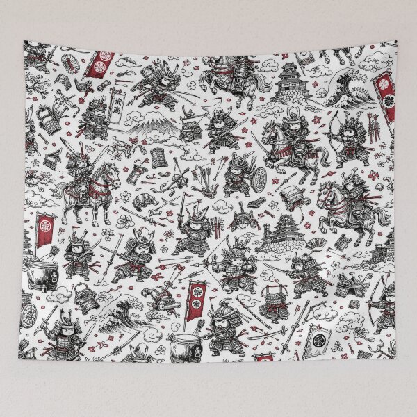 Item preview, Samurai Battle Doodle – Warrior Japan Seamless Pattern designed and sold by i-corp.