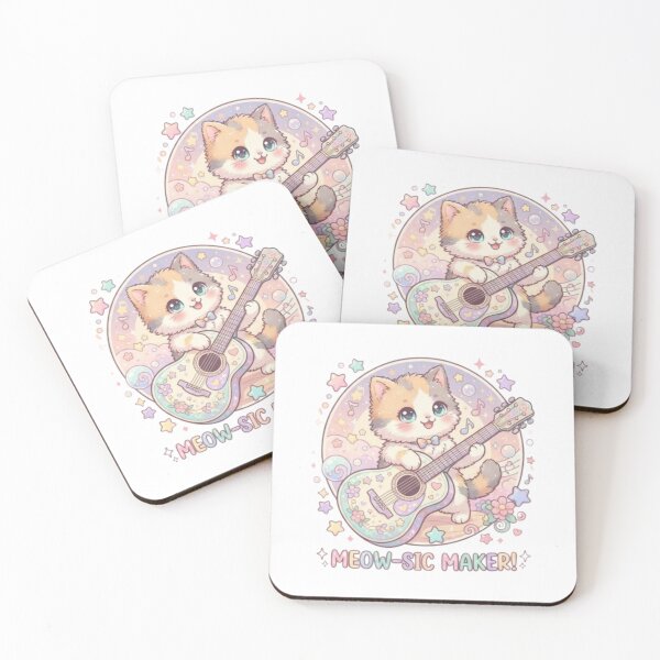 Item preview, Meow-sic Maker Kawaii Cat Playing Guitar designed and sold by PrintforDesign.