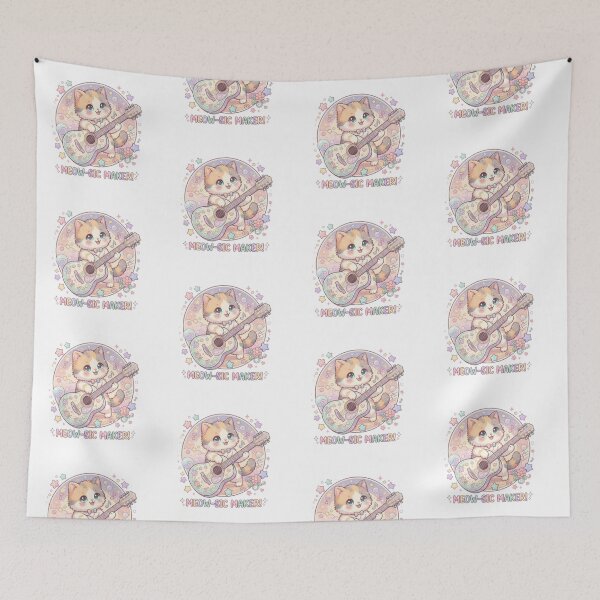 Item preview, Meow-sic Maker Kawaii Cat Playing Guitar designed and sold by PrintforDesign.