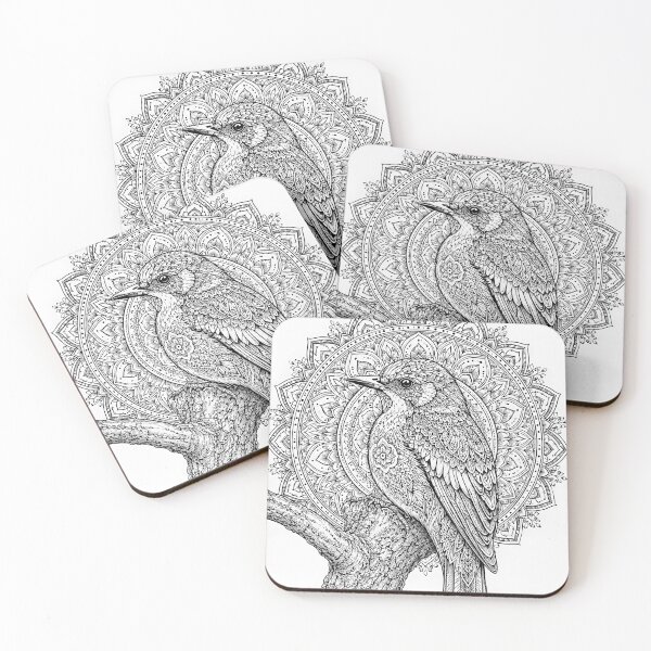 Item preview, Songbird Mandala Art | Black and White Bird Mandala Illustration | Sacred Geometry Nature Wall Art | Intricate Floral Bird Design designed and sold by suryabumblee.