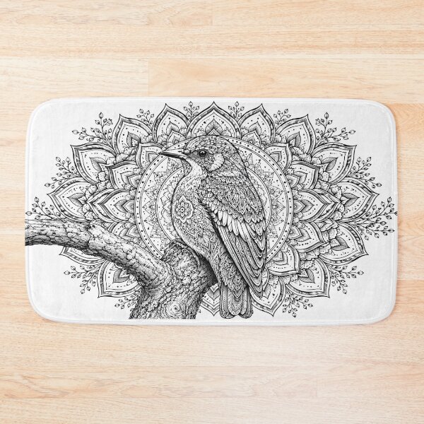Item preview, Songbird Mandala Art | Black and White Bird Mandala Illustration | Sacred Geometry Nature Wall Art | Intricate Floral Bird Design designed and sold by suryabumblee.