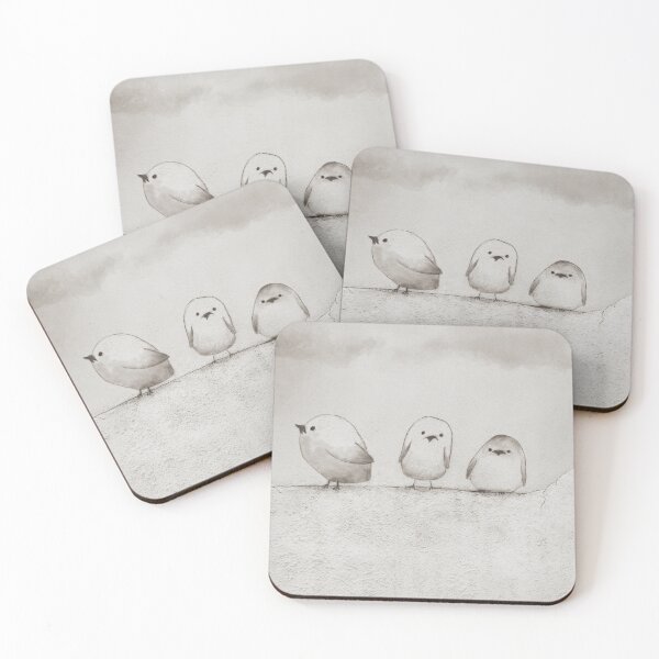 Item preview, Lindos pájaros en una pared. Pintura de acuarela. Monocromo. designed and sold by Origillus.