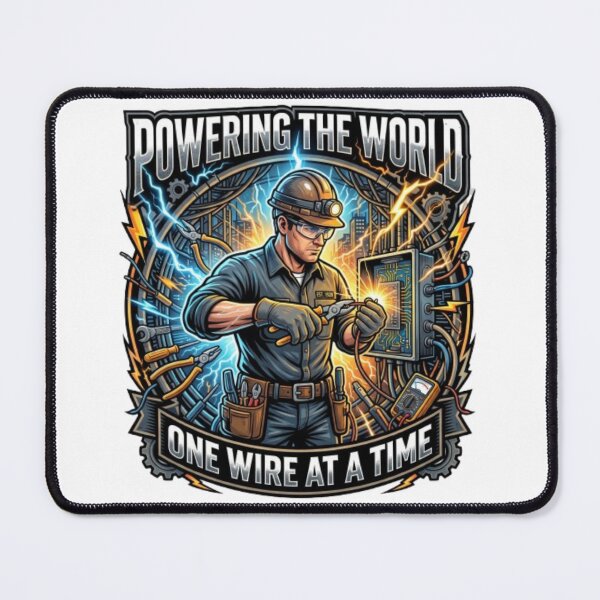 Item preview, Powering The World One Wire At A Time – Electrician Design designed and sold by PixelStyle Studio.