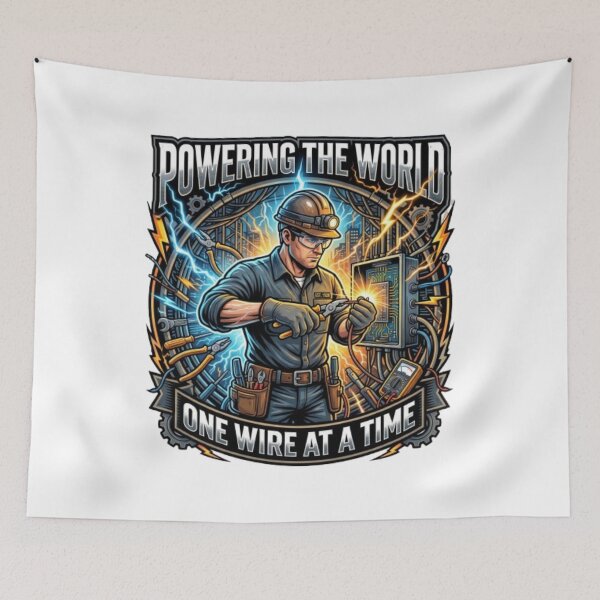 Item preview, Powering The World One Wire At A Time – Electrician Design designed and sold by PixelStyle Studio.