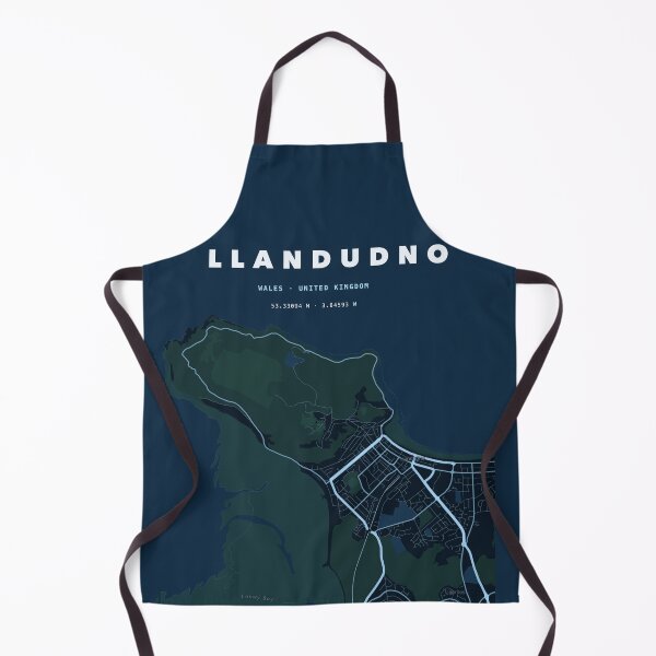 Aperçu de l'œuvre Llandudno Map Poster - Terrain Blue créée et vendue par Patterned by Pixels.