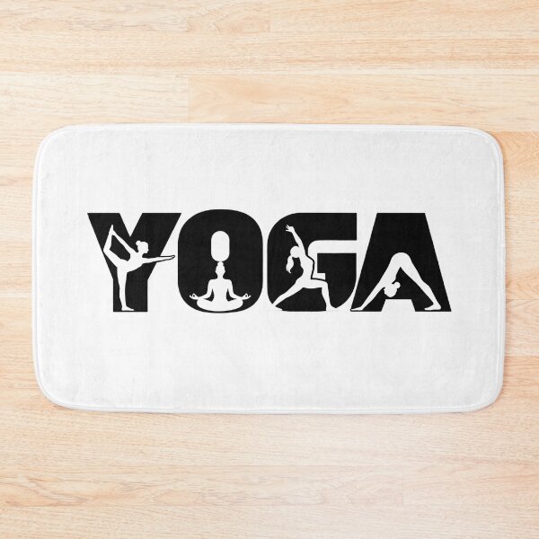 Item preview, Minimalist Yoga T-shirt – Silhouettes of yoga poses integrated into the word YOGA designed and sold by J-Impression.