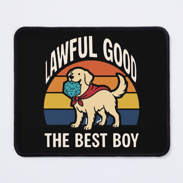 Item preview, Lawful Good Best Boy - 70s Retro Sunset Dog Paladin RPG designed and sold by Dice_Goblin_Studio.