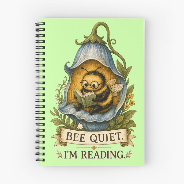 Item preview, Bee Quiet I'm Reading Cute Bookish Bee Cottagecore Art designed and sold by SVox.