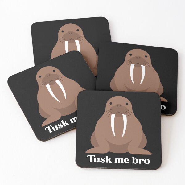 Item preview, Funny Walrus Tusk Me Bro Animal Pun Typography designed and sold by ZUMERI.