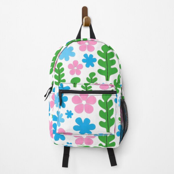 Item preview, Retro Pink Blue Floral Pattern on Black Background designed and sold by Artesil.
