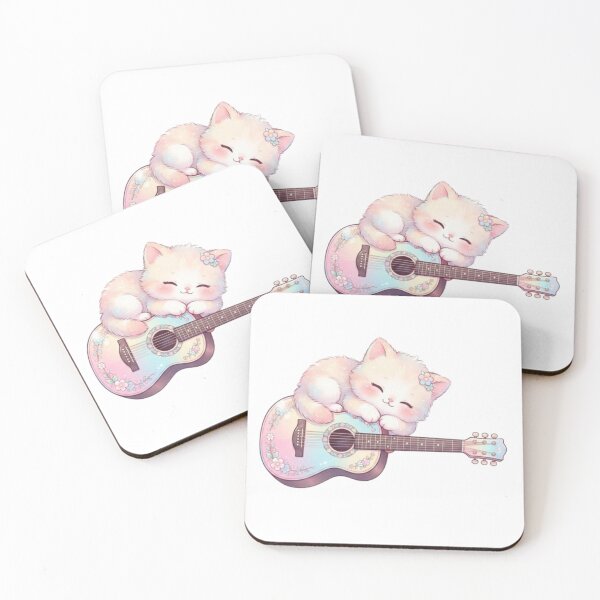 Item preview, Sleepy Kitten Napping on Pastel Guitar – Cute Cat designed and sold by PrintforDesign.